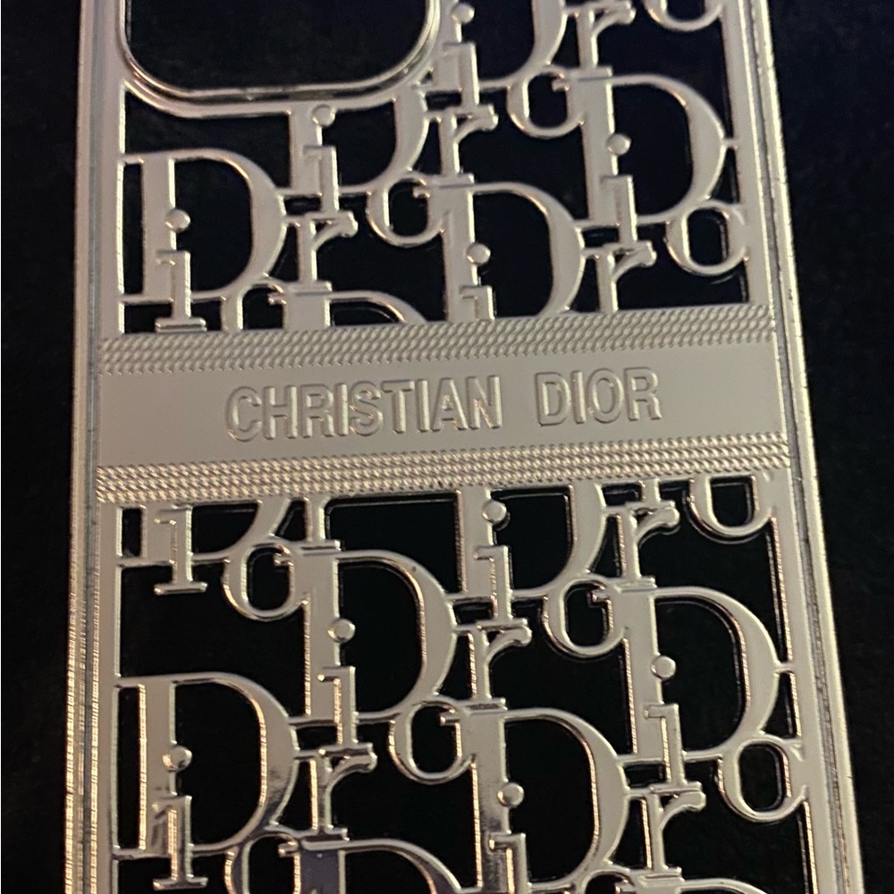 Dior Silver Cutout Christian Dior Logo Phone Case 13 pro max